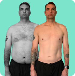male body transformation with clinically supervised weight loss