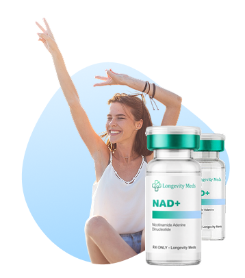 Woman enjoying increased energy and wellness with NAD+ therapy treatment too