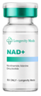 Prescription grade NAD plus therapy injection bottle from Longevity Meds