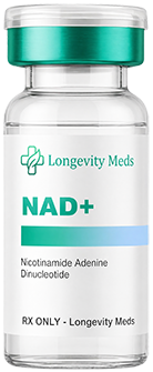 NAD+ therapy medication bottle supporting focus, recovery, and healthy aging