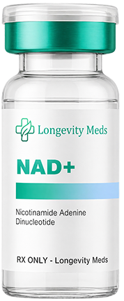 Longevity Meds NAD+ prescription therapy vial for energy and cellular recovery